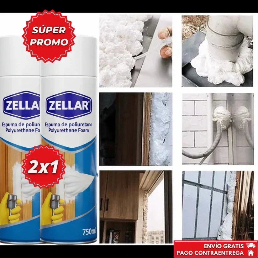 Oferta Especial 2x1: ZELLAR™ | Espuma Expansora de Poliuretano Profesional