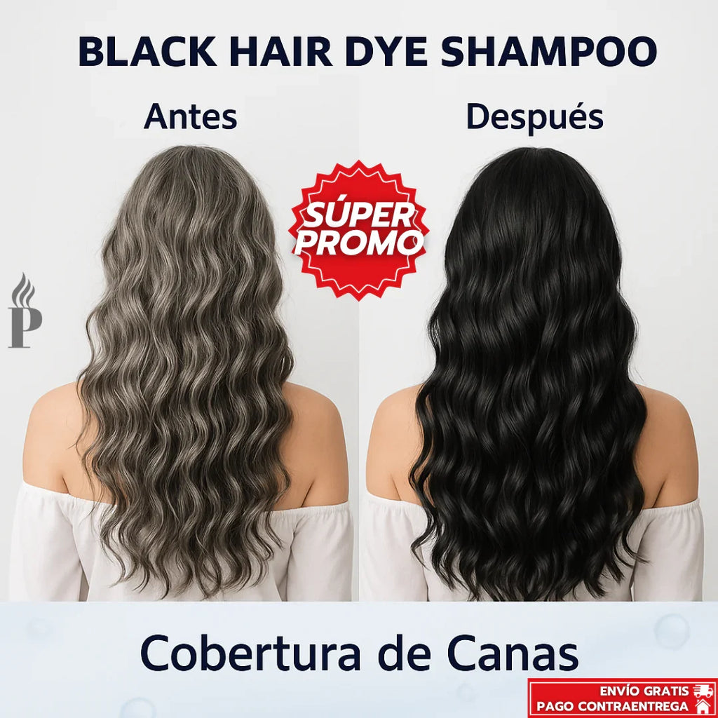 X Oferta Especial 3x1: Black Hair Dye™ - Shampoo Tinte Nutritivo Anti-Canas de Efecto Inmediato