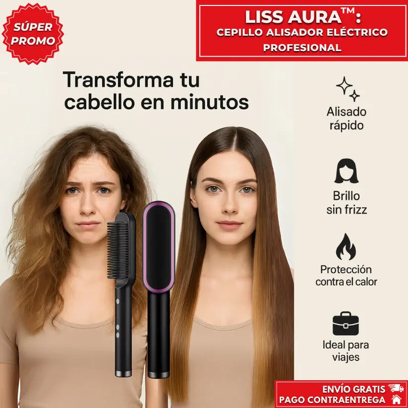 Liss-Aura™: Cepillo Alisador Electrico Profesional