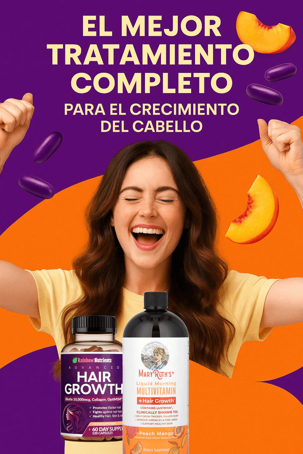TRATAMIENTO COMPLETO | Multivitamínico M ruths+ Hair Growth |  LOGRA UN CABELLO DE ENSUEÑO DESDE LOS PRIMEROS 7 DÍAS